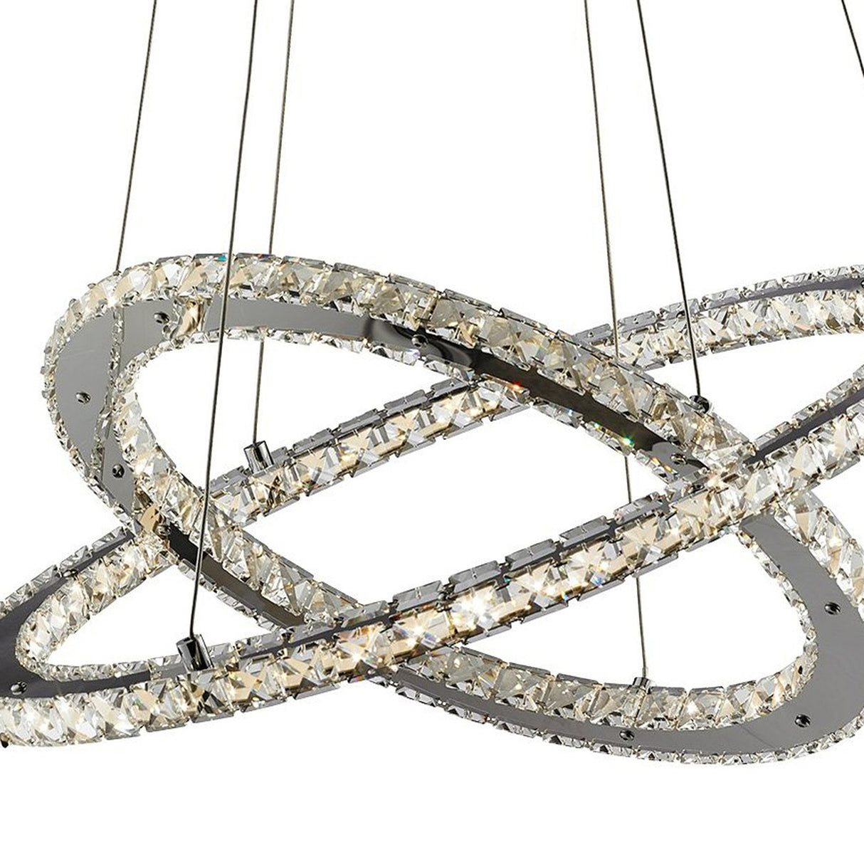 Searchlight Electric Clover 2Lt LED Ring Pendant - Chrome & Clear Glass 8757-168CC