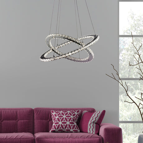 Searchlight Electric Clover 2Lt LED Ring Pendant - Chrome & Clear Glass 8757-168CC