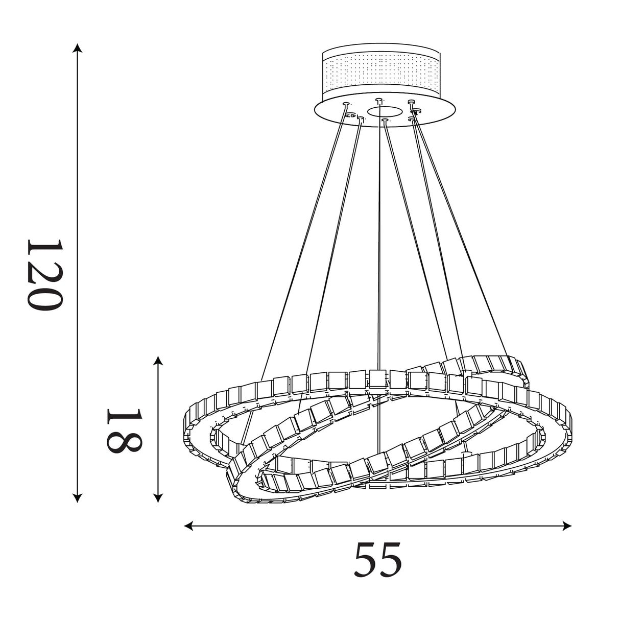 Searchlight Electric Clover 2Lt LED Ring Pendant - Chrome & Clear Glass 8757-168CC