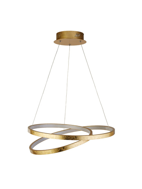 Searchlight Electric Float  Pendant  - Gold Leaf Metal & Opal 8761GO