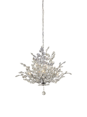 Bouquet  7Lt Pendant - Chrome Metal & Crystal