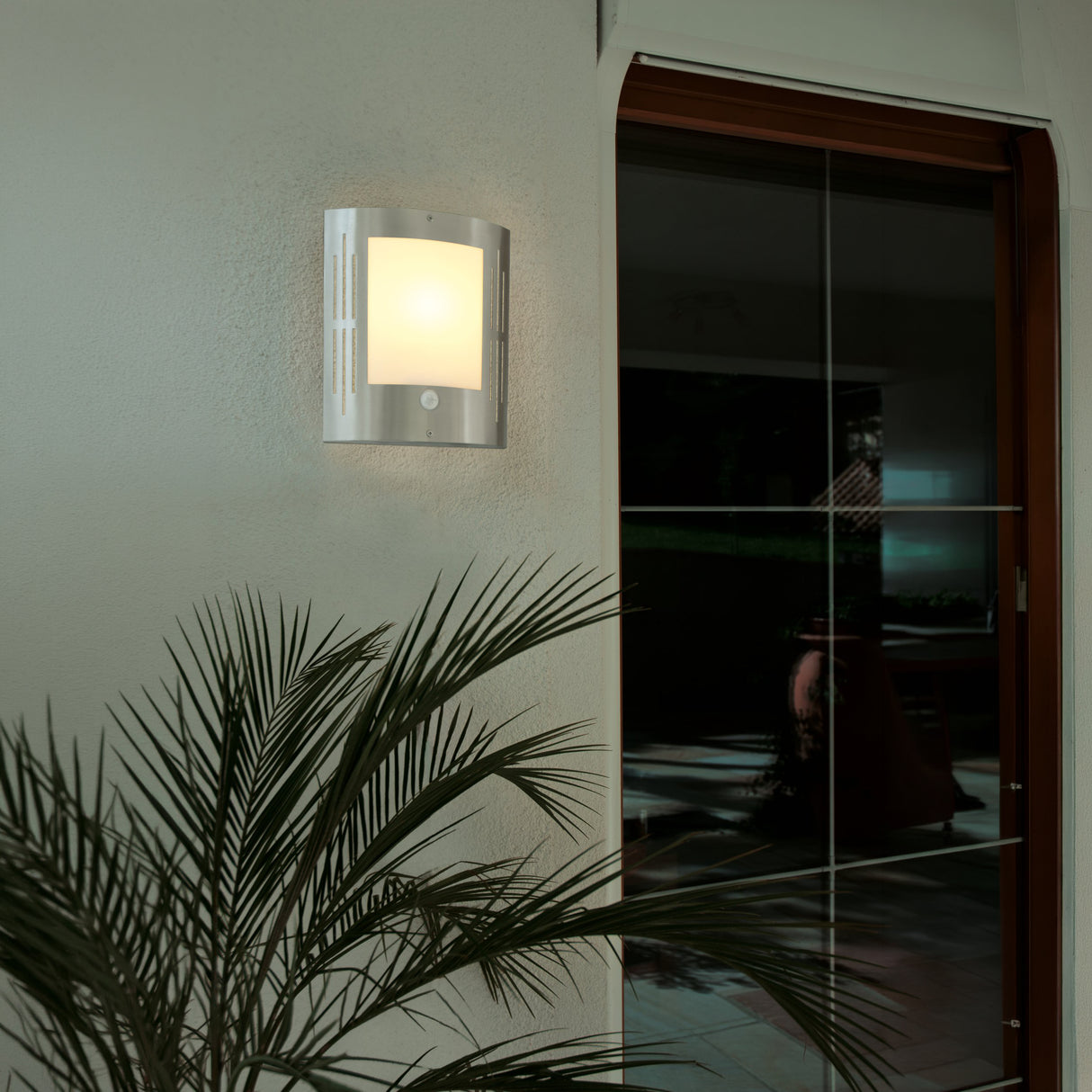Eglo EU CITY Outdoor Wall Light – Stainless Steel, Motion Sensor, E27, IP44 Exterior Lighting