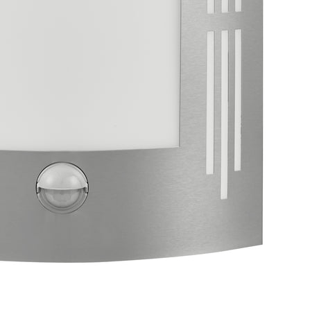 Eglo EU CITY Outdoor Wall Light – Stainless Steel, Motion Sensor, E27, IP44 Exterior Lighting