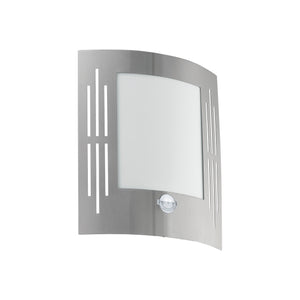 Eglo EU CITY Outdoor Wall Light – Stainless Steel, Motion Sensor, E27, IP44 Exterior Lighting