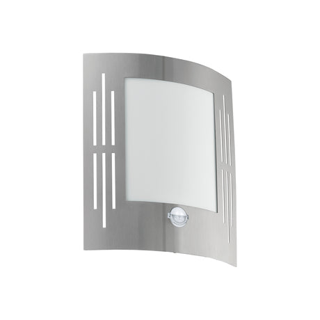 Eglo EU CITY Outdoor Wall Light – Stainless Steel, Motion Sensor, E27, IP44 Exterior Lighting