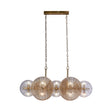 Wagon Wheel 10Lt Bar Pendant -Bronze Metal,Clear/Amber Glass