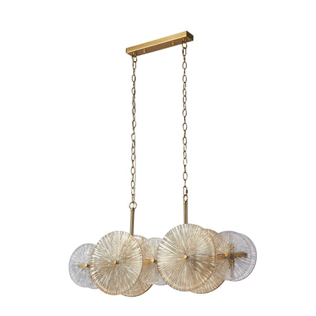 Searchlight Electric Wagon Wheel 10Lt Bar Pendant -Bronze Metal,Clear/Amber Glass 88210-10BZ