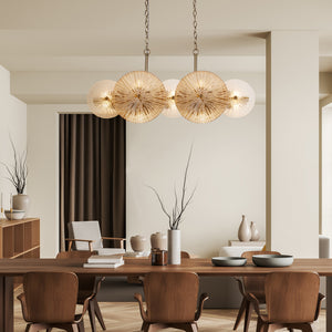 Searchlight Electric Wagon Wheel 10Lt Bar Pendant -Bronze Metal,Clear/Amber Glass 88210-10BZ
