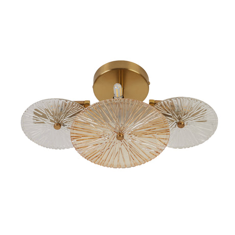 Searchlight Electric Wagon Wheel 6Lt Wall/Flush- Bronze Metal, Clear, Amber Glass 88210-6BZ