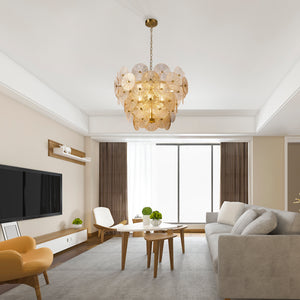 Searchlight Electric Wagon Wheel 9Lt Pendant - Bronze Metal, Clear & Amber Glass 88210-9BZ