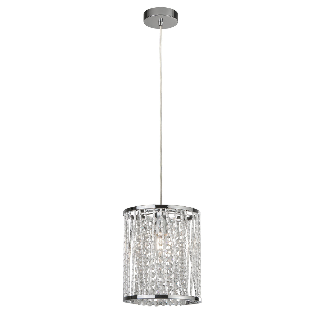 Elise  Pendant - Chrome Metal & Crystal