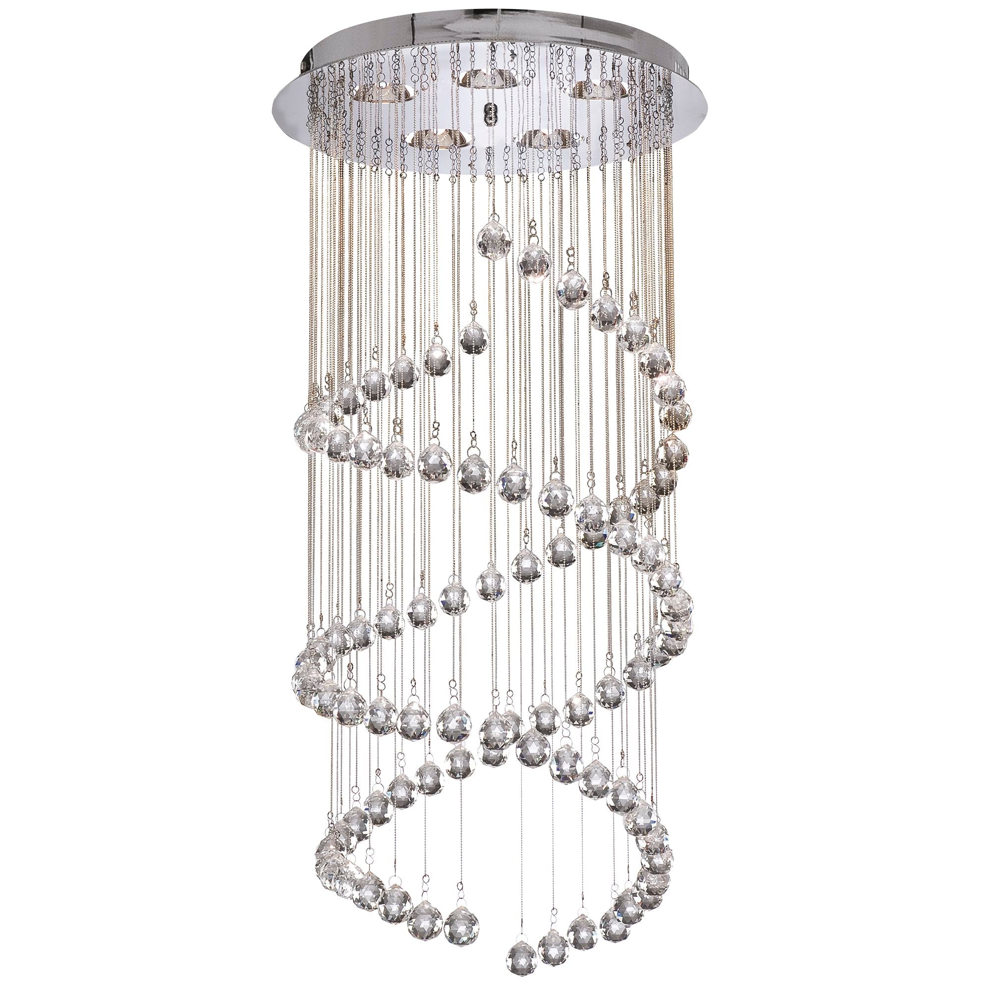 Hallway 5Lt Multi-Drop Pendant- Chrome Metal & Clear Crystal