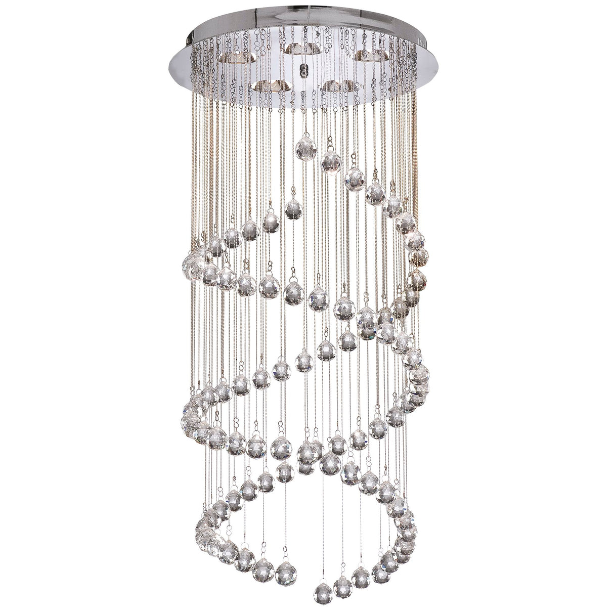 Hallway 5Lt Multi-Drop Pendant- Chrome Metal & Clear Crystal