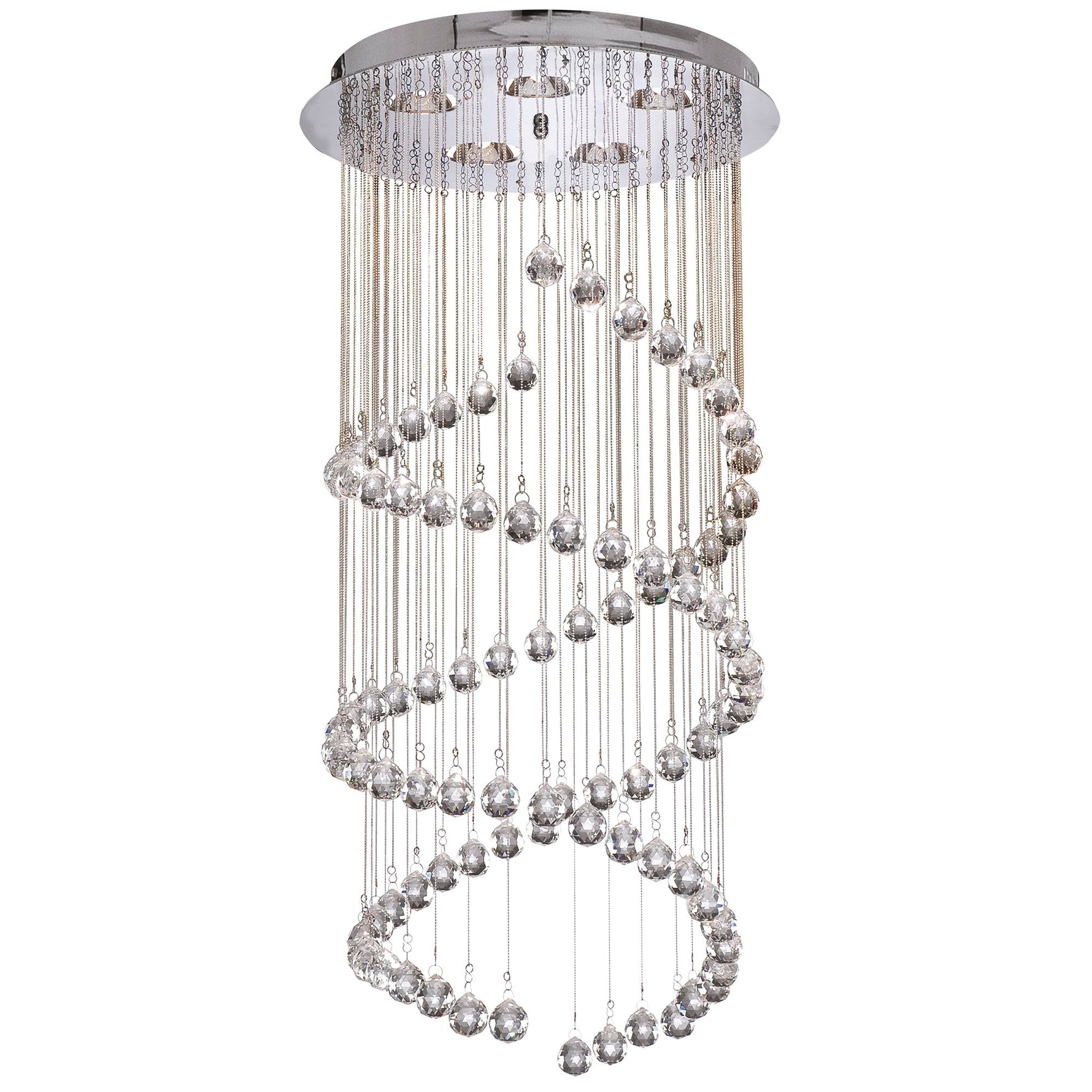 Hallway 5Lt Multi-Drop Pendant- Chrome Metal & Clear Crystal