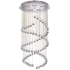 Hallway 5Lt Multi-Drop Pendant- Chrome Metal & Clear Crystal