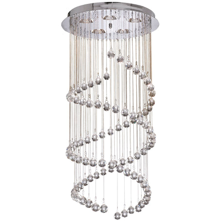 Hallway 5Lt Multi-Drop Pendant- Chrome Metal & Clear Crystal