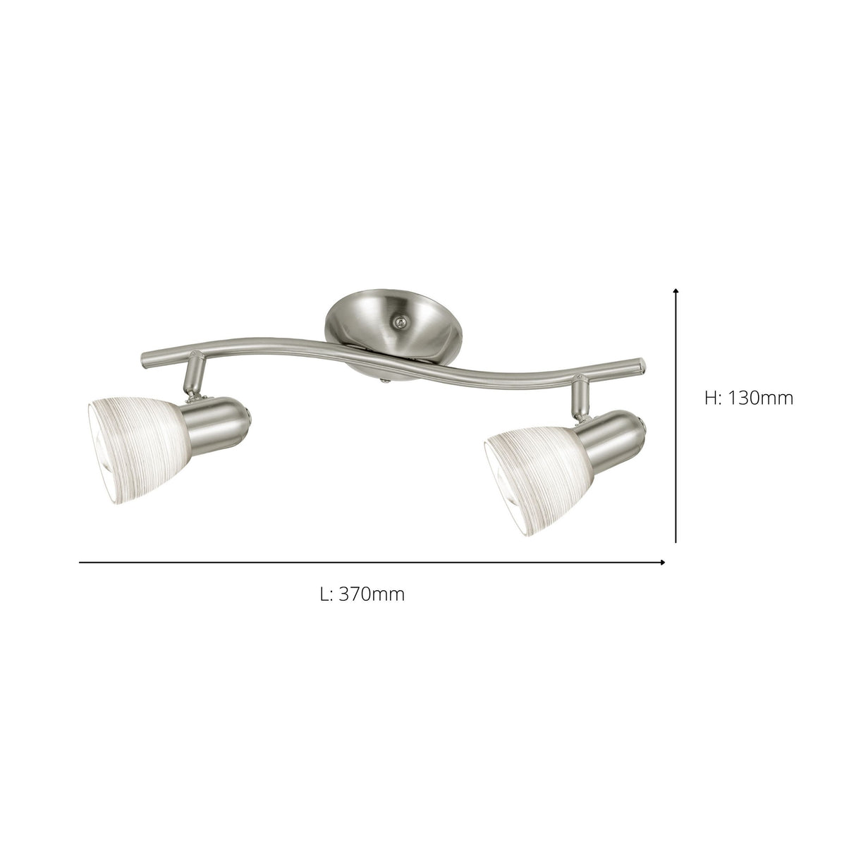 Eglo EU Dakar 1 Satin Nickel Steel & Glass Classic Design 2-Light Spotlight