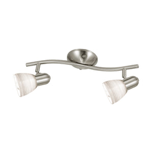 Eglo EU Dakar 1 Satin Nickel Steel & Glass Classic Design 2-Light Spotlight
