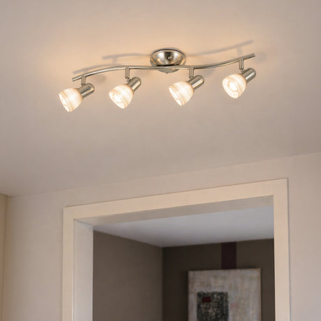 Eglo EU Dakar 1 Satin Nickel Steel & Glass Classic Design 4-Light Spotlight