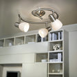Eglo EU Dakar 1 Satin Nickel Steel & Glass Classic Design 3-Light Ceiling Light