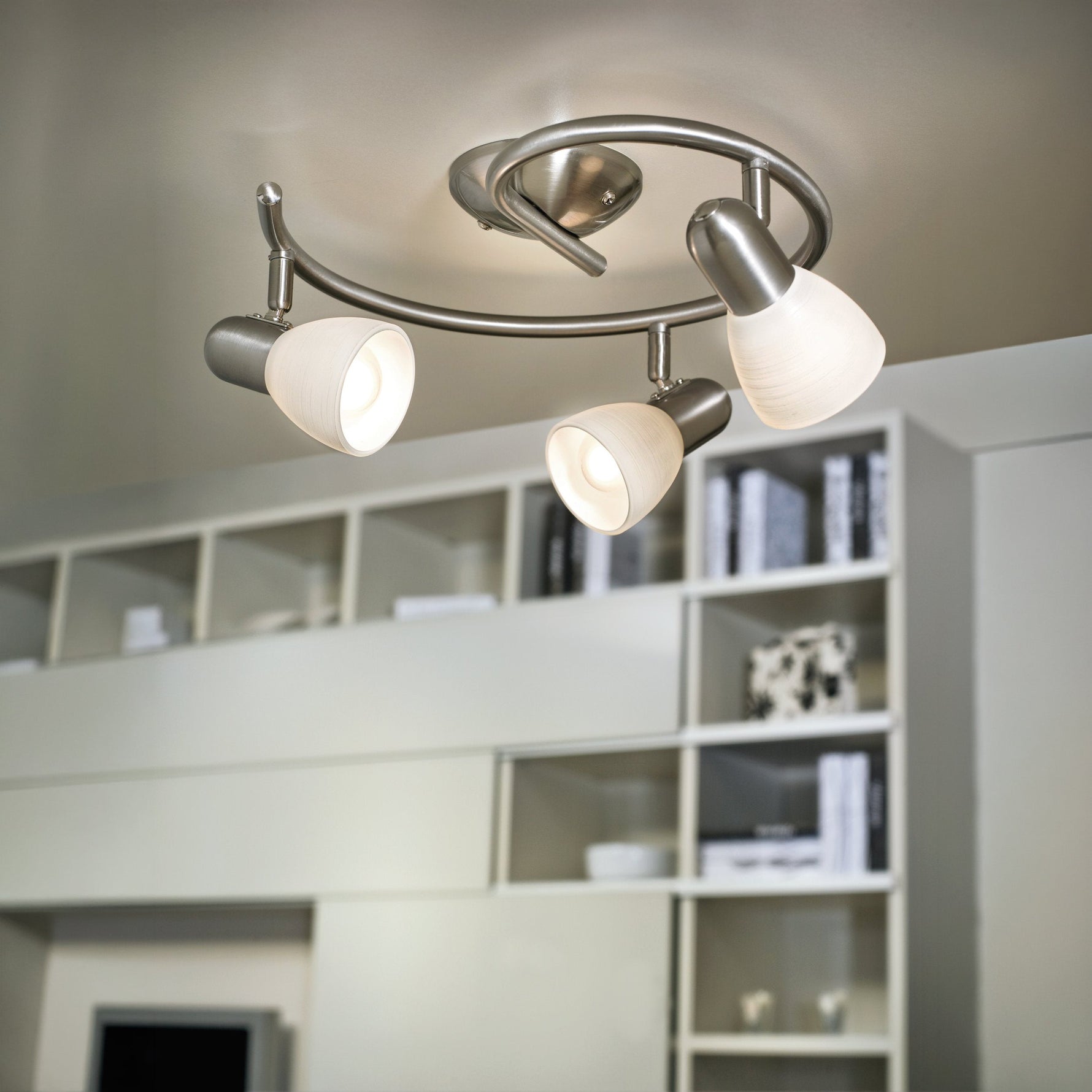 Eglo EU Buzz-LED Satin Nickel Steel 2-Light Spotlight product image - Endon Lighting from First Light Direct with great prices and fast UK delivery