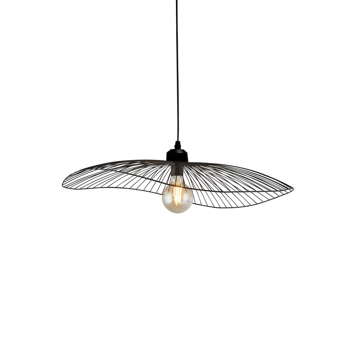 Wave Pendant Convertible to Flush - Black Metal