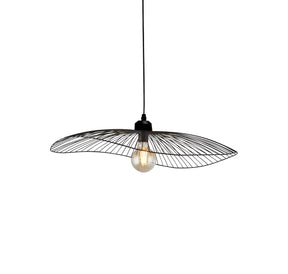 Wave Pendant Convertible to Flush - Black Metal
