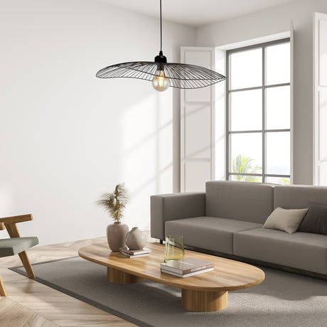 Searchlight Electric Wave Pendant Convertible to Flush - Black Metal 88550BK