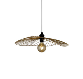 Wave Pendant Convertible to Flush - Black & Gold Metal