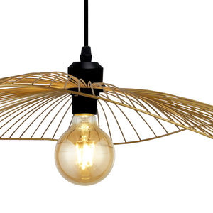 Searchlight Electric Wave Pendant Convertible to Flush - Black & Gold Metal 88550GO