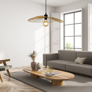 Searchlight Electric Wave Pendant Convertible to Flush - Black & Gold Metal 88550GO