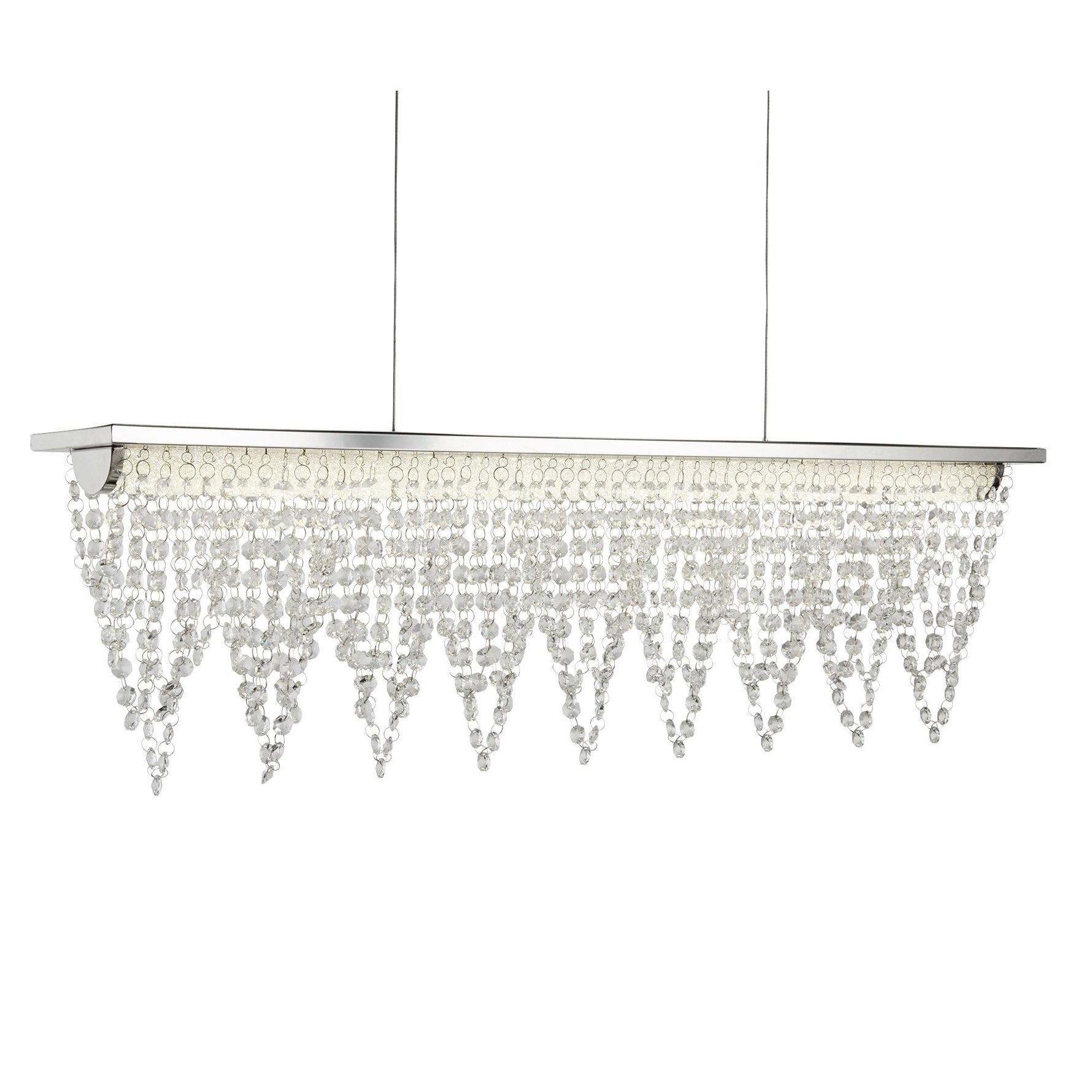 Drape LED Bar Pendant - Chrome Metal & Clear Crystal