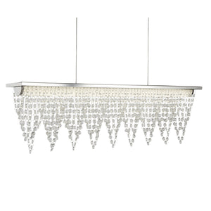 Drape LED Bar Pendant - Chrome Metal & Clear Crystal