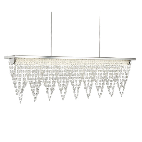 Drape LED Bar Pendant - Chrome Metal & Clear Crystal