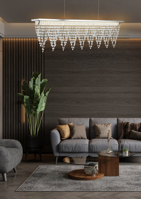 Searchlight Electric Drape LED Bar Pendant - Chrome Metal & Clear Crystal 8857CC