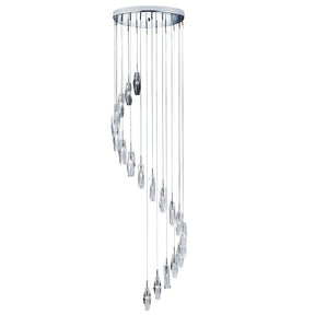 Sculptured Ice 20Lt Multi-Drop Pendant-Chrome, Clear Crystal