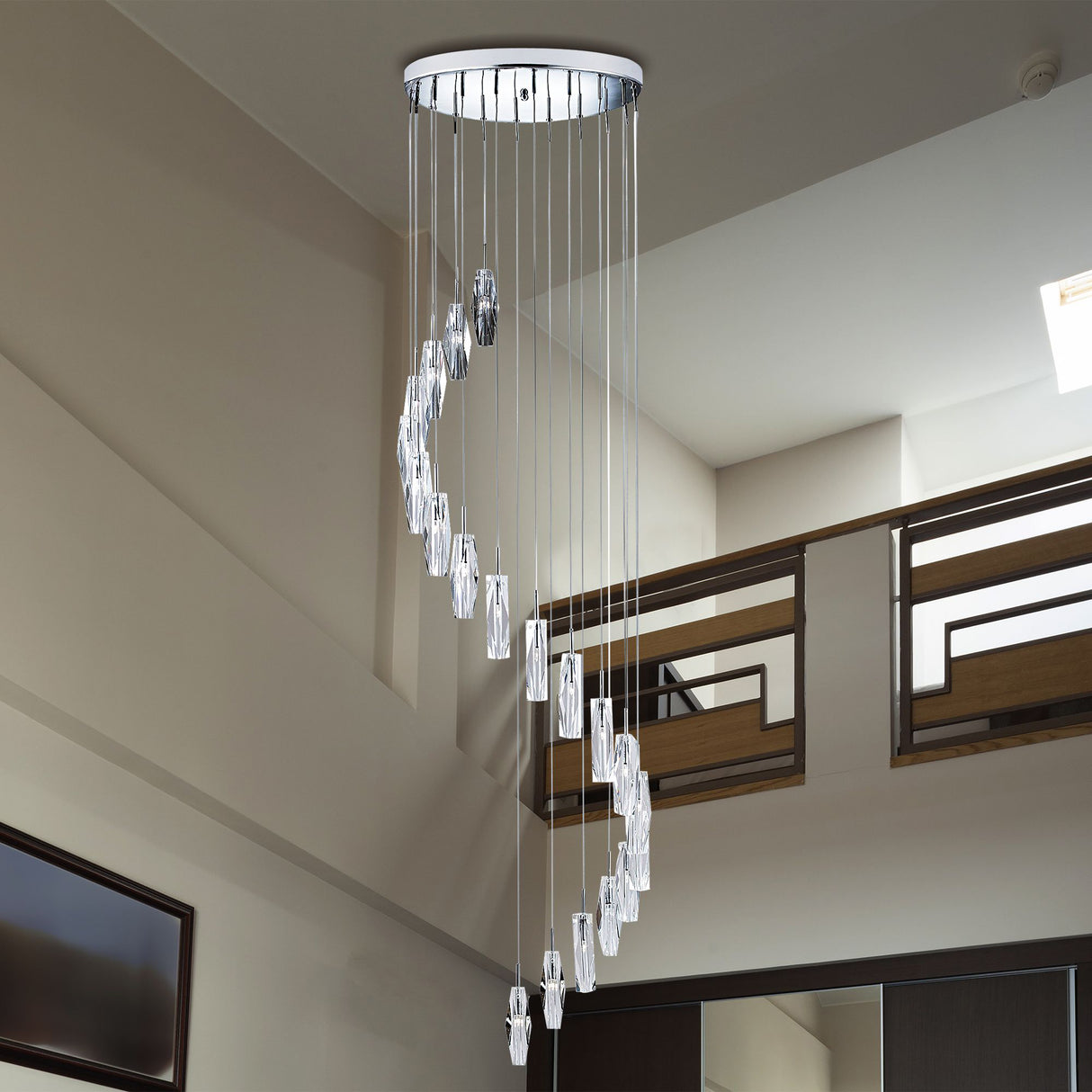 Searchlight Electric Sculptured Ice 20Lt Multi-Drop Pendant-Chrome, Clear Crystal 888-20