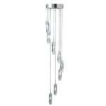 Sculptured Ice Multi-Drop Pendant - Chrome & Glass