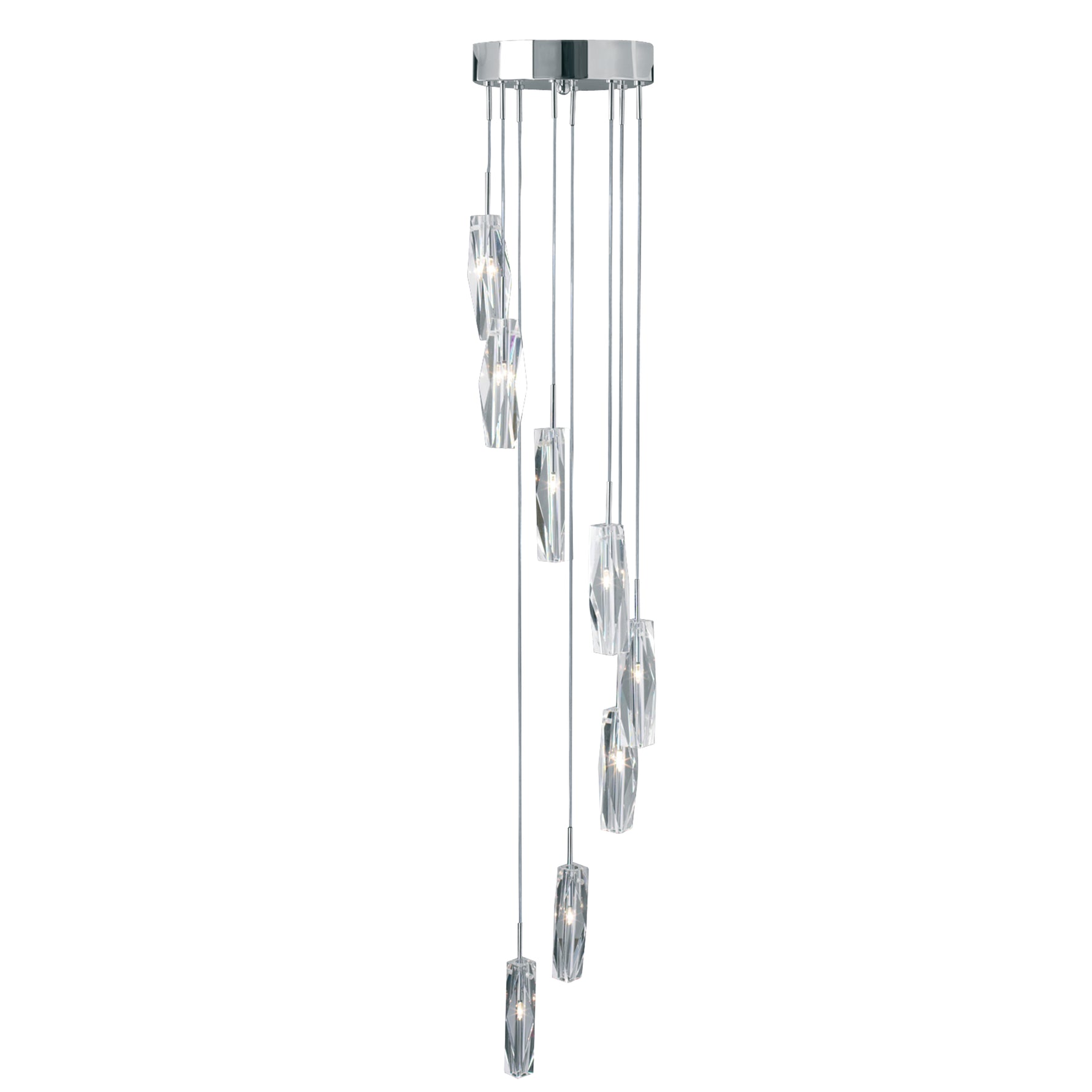 Sculptured Ice Multi-Drop Pendant - Chrome & Glass