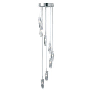 Sculptured Ice Multi-Drop Pendant - Chrome & Glass