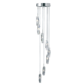 Sculptured Ice Multi-Drop Pendant - Chrome & Glass