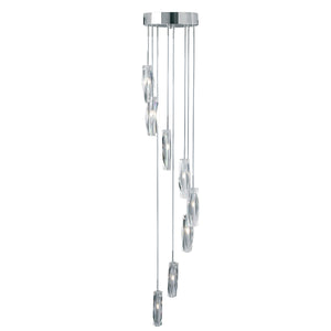 Sculptured Ice Multi-Drop Pendant - Chrome & Glass