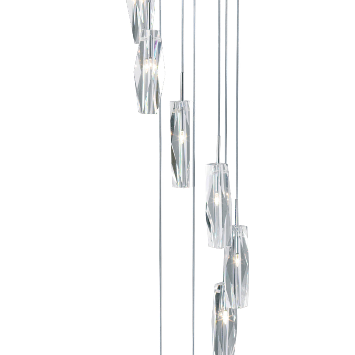 Searchlight Electric Sculptured Ice Multi-Drop Pendant - Chrome & Glass 888-8