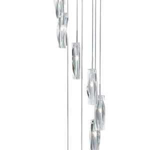 Searchlight Electric Sculptured Ice Multi-Drop Pendant - Chrome & Glass 888-8