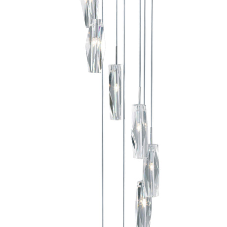 Searchlight Electric Sculptured Ice Multi-Drop Pendant - Chrome & Glass 888-8