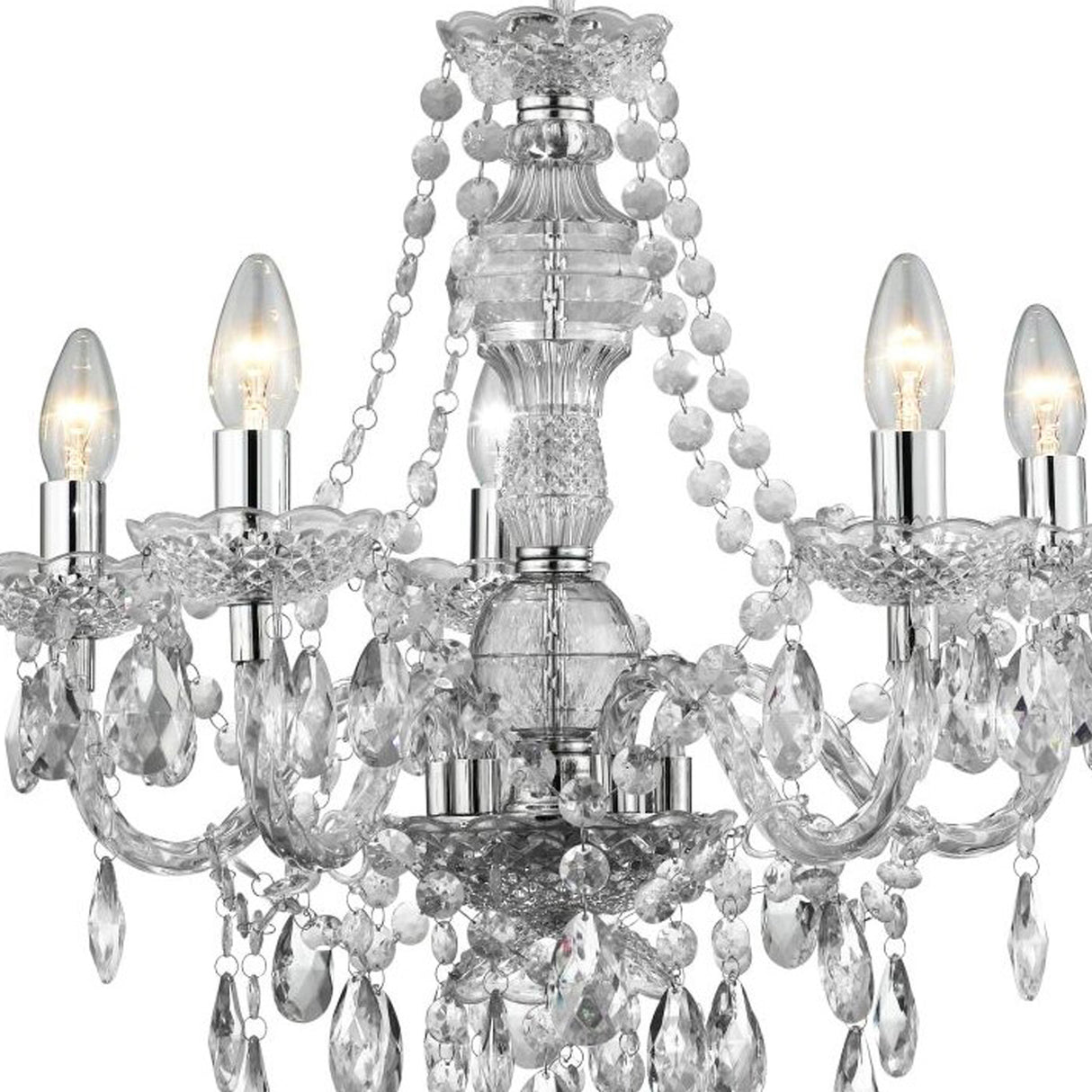 Searchlight Electric Marie Therese  5Lt Pendant - Clear Glass & Acrylic 8885-5CL
