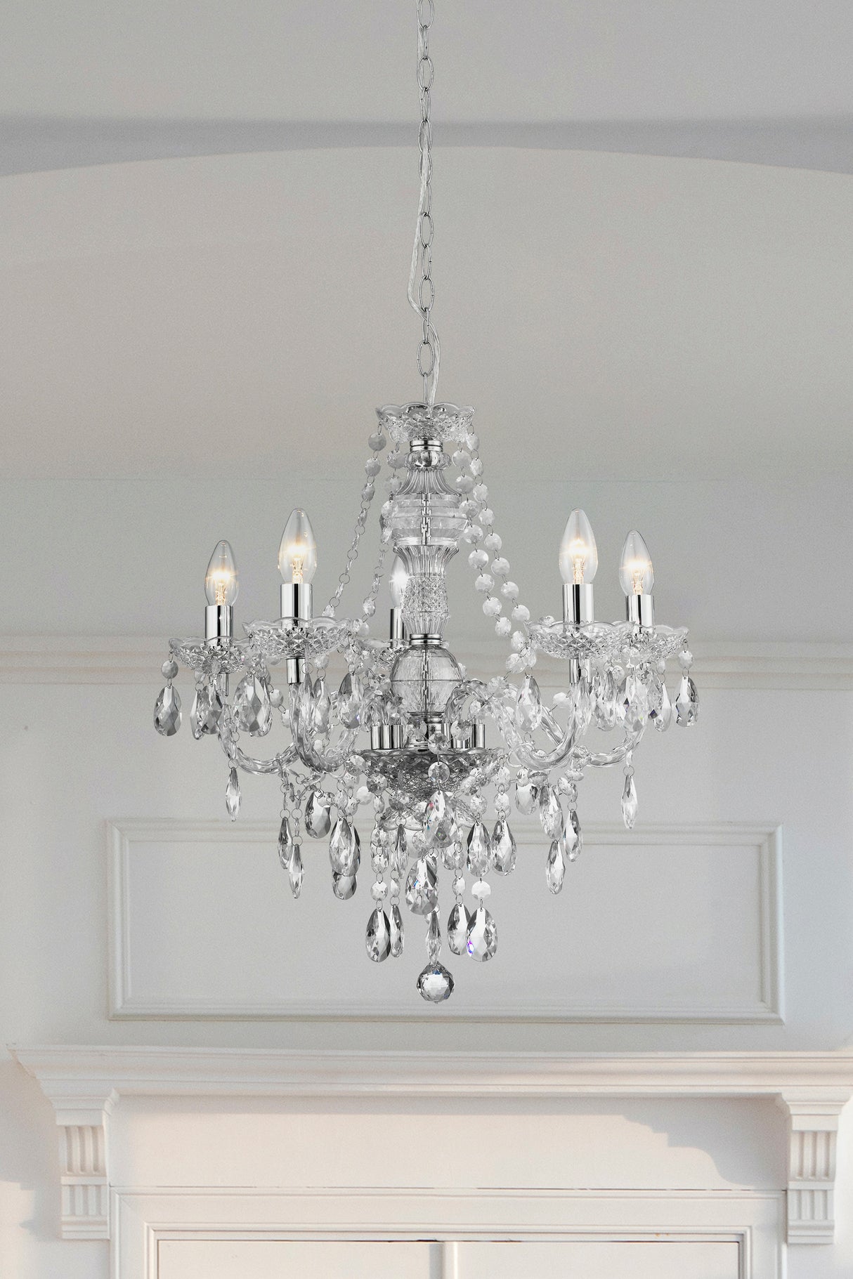 Searchlight Electric Marie Therese  5Lt Pendant - Clear Glass & Acrylic 8885-5CL