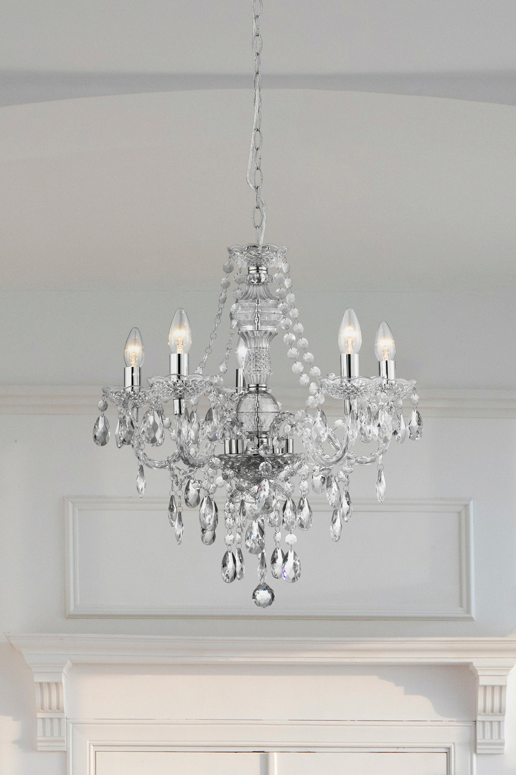Searchlight Electric Marie Therese  5Lt Pendant - Clear Glass & Acrylic 8885-5CL