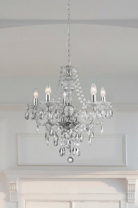 Searchlight Electric Marie Therese  5Lt Pendant - Clear Glass & Acrylic 8885-5CL