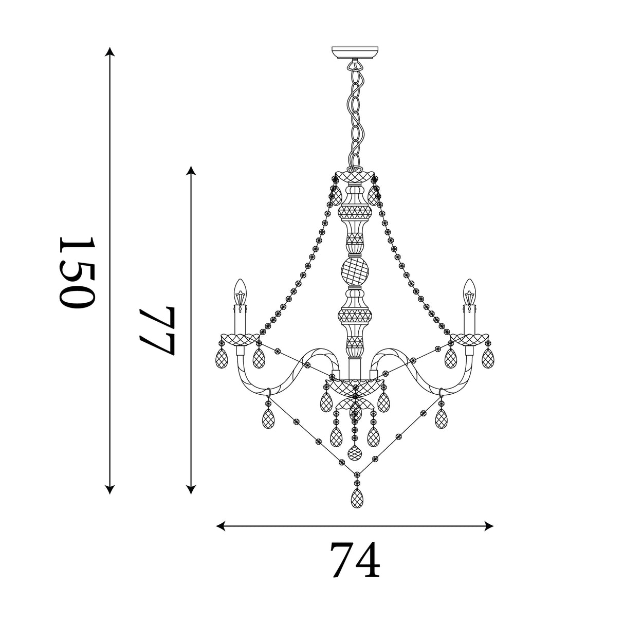 Searchlight Electric Marie Therese  8Lt Pendant - Clear Glass & Acrylic 8888-8CL